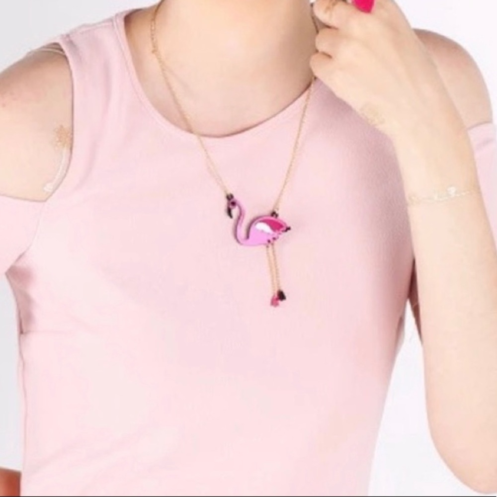 - Flamingo Acrylic Enamel Necklace - Picture 3 of 7